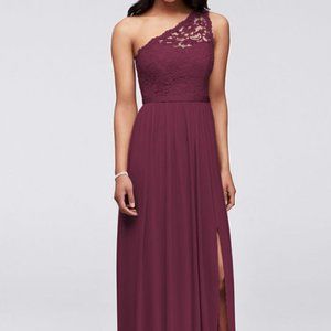 Long One Shoulder Lace Bridesmaid Dress